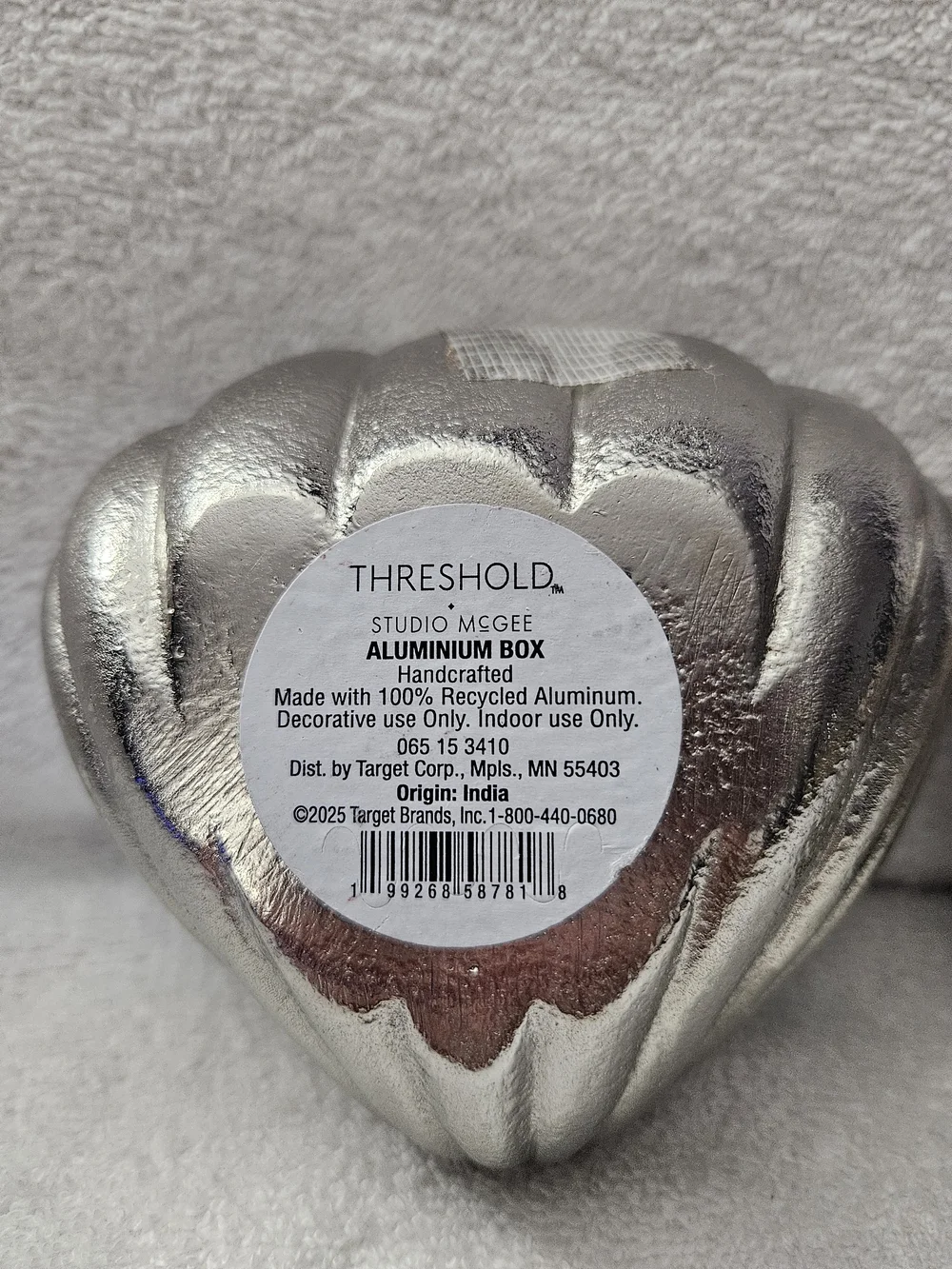 Threshold Studio McGee Silver Shell Container Metal Covered Trinket Box
